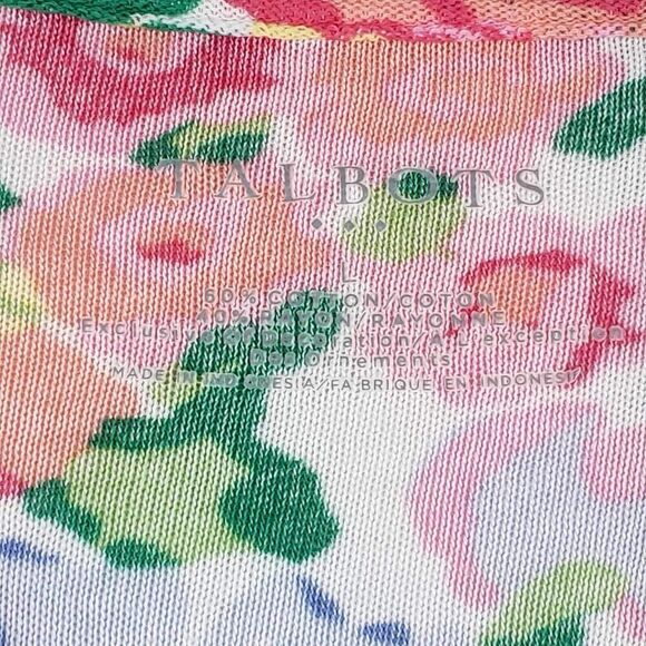Talbots Top Shirt Women's Large Multicolor Floral 3/4 Sleeve Layered Stretch - Picture 6 of 8